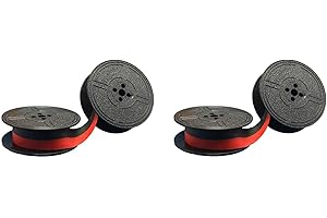 YUMIN KVSERT Paquete de 2 cintas para máquina de escribir, de doble bobina, color rojo y negro, paquete de repuesto para máquina de escribir