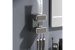 WERWING Distributeur de Dentifrice Intelligent, Distributeur Automatique de Dentifrice Mural, Porte - Brosse à Dents Rechargeable, Porte - Brosse à Dents pour Salle de Bain pour Enfants, Adultes (Noir)