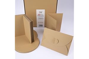 ‎PRESENT FILL PresentFill® - blanko Falt-Karten inkl. Briefumschläge mit Herz Verschluß - 25er Set - Natur Braun - Klappkarten zum selbst gestalten, beschriften oder bedrucken - DIN A6 / C6