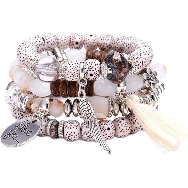 LOLIAS 6 Braccialetti Elasticizzati Bohémien – Perline Colorate Acrilico E Lega, Set Donna