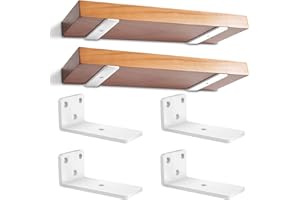 YFCVIP 4 Piezas Soporte Estanteria Pared, 12,7cm Pesado Escuadras para Estanterias Flotante con Tornillos, Soporte Balda Flotante Pared Invisibles para Cocina | Dormitorio (Blanco) 5in