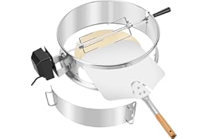 Onlyfire BRK-6063 Kit Four à Pizza Ring avec Tournebroche/Rotissoire pour Weber 47cm Kettle Barbecue à Charbon, pour Rôtir du Poulet et Cuisson Pizza