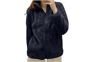 GENERICO Felpa Donna Pile Invernale Caldo con Zip Giacca da Camera Corta in Pile Senza Cappuccio Giacche Invernali Eleganti Curvy Tinta Unita Cappotto Peluche Sherpa Giubbotto Teddy Fleece Comoda Termico