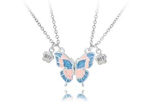MAIGO BFF Necklace for 2 Girls - Friendship Necklace, Best Friend Necklace for 2 Girls, Best friendship Gifts for Girls, Matching Necklaces for Best Friends, Exquisite Butterfly Necklace