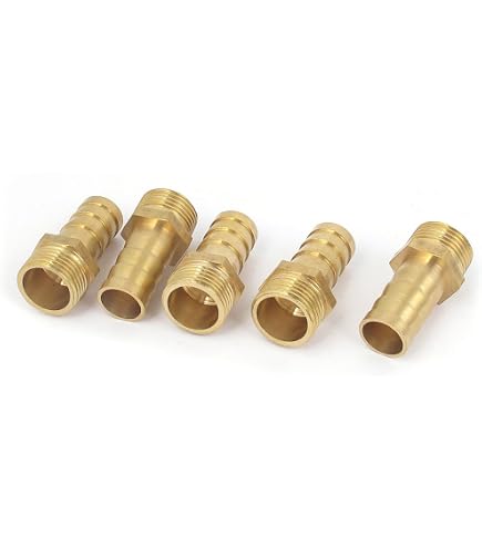 5 Stück Messing-Schlauchtülle, 10 mm Widerhaken x 1/4 PT-Stecker-Adapter