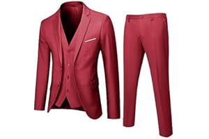 Cocila Traje de 2/3 Piezas Slim Fit Traje de Hombre Slim 3 Piezas Traje de Negocios Boda Fiesta Chaqueta Chaleco y Pantalones Abrigo Trajes El Ganso Hombre Blazer Tallas Grandes