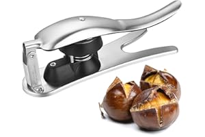 Elegauit Nutcracker Chestnut Opener, 304 Stainless Steel Chestnut Clip Metal Nut Cracker, Multifunction Pecan Nut Cutter Walnut Opener Plier Tool with Smooth Handle for Kitchen, Non-Slip, Light-Duty