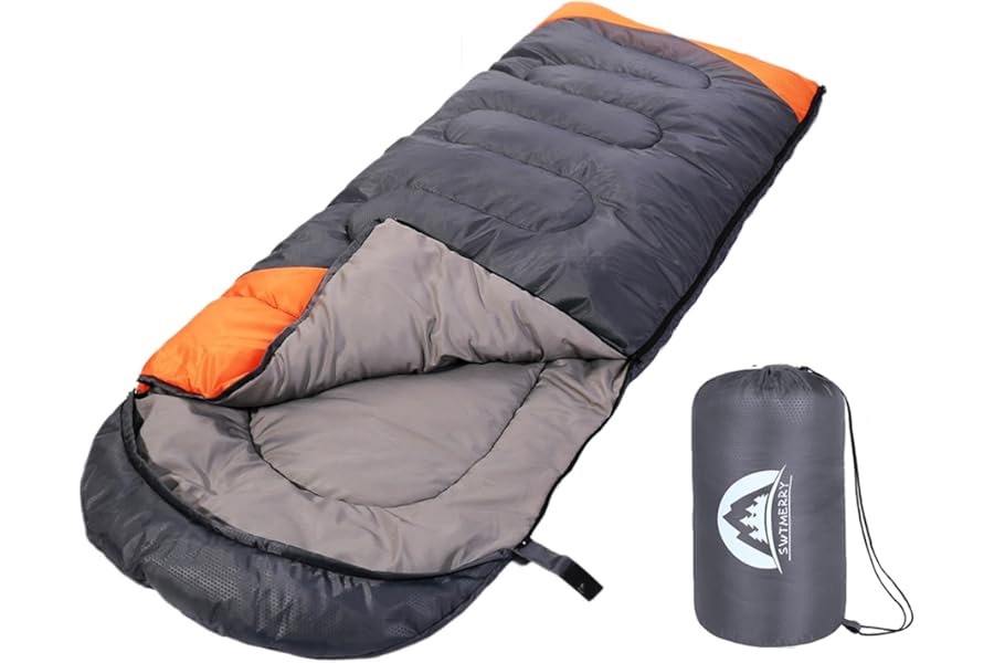 SWTMERRY- Sleeping Bag 3-4 Seasons (Summer, Spring, Fall, Winter) Warm & Cool Weather - Lightweight,Waterproof Indoor & Outdoor Use for Kids, Teens & Adults for Hiking, Backpacking and Camping