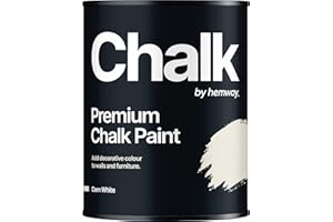 Hemway Corn White Chalk Paint 1L Matt Shabby Chic Interior Furniture, Walls, Wood, Wardrobes, Doors, Tables, Chairs, Quick Dry Smooth Chalky Finish (40 Neutrals & 116 Colours Available)