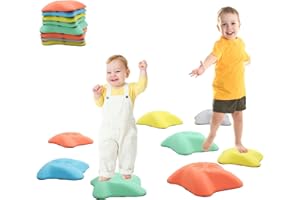 FORROBY 8 PCS Balance Stepping Stones Kids Sensory,Toddler Stones Kit,Outdoor Play Equipment for Children Garden,Balance Toys,Indoor Obstacle Course Games for Exercise,Gifts for Boys and Girls (Macaron)