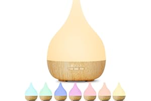 SNOWSEN Aroma Diffuser, 350ml Aromatherapie Diffusor für ätherische Öle, Ultraschall-Luftbefeuchter mit einstellbarem Nebel-Modus, 8-Farben-LED-Licht, für Haus Büro Yoga (Holzmaserung)