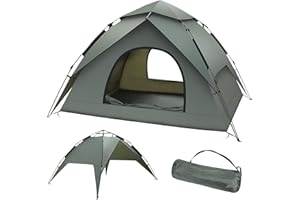 KEELYY Tenda da Campeggio 3 Posti, Tenda Campeggio Automatica, Pop-up a Doppio Strato, Impermeabile e Antivento, con Telo Esterno Rimovibile, per Trekking, Famiglie, Viaggi in Zaino