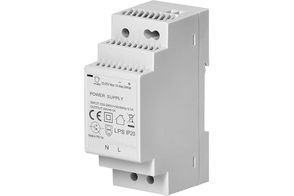 Miratic Transformateur pour Rail DIN Entrée de 240 VCA et Sortie de 24 VCC Alimentation sur rail DIN (1A / 24W / 2 modules)