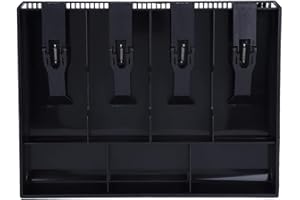 TKSE Kassenschublade, Kasseneinsatz Mit 4 Fächern Kassenschublade Geldaufbewahrungsbox Mit Federclip Geldschublade Geldkassette Kassenschublade Mit Elektrisch/manuell Öffnen(schwarz)