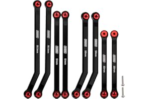 INJORA Zestaw linek aluminiowych CNC o wysokiej przepustowości 4 linki do 1/24 RC Crawler LWB 133,7mm Axial SCX24 AXI00001 C10 AXI00002 JLU, 8 szt. (czarny)