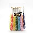 12 pcs Mixed Rock Candy Sticks Sugar Crystal on a Stick 12 x Lollies - Individually Wrapped - Candy Buffet Favours Cake Decorating - Drink/Cocktail Swizzle Stick Stirrers