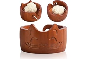 Holzsammlung Ciotola di Filato di Legno, Portatile Ciotola per Maglieria, Supporto per Ciotola per Maglieria, Fatto a Mano Legno Filato Titolare per Uncinetto, Decorazioni per Casa, 17 x 10 cm