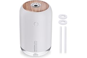 SMARTDEVIL Mini Humidificateur Portable 500ml, USB Mini Petit Humidificateur, Arrêt Automatique, Fonction Veilleuse, Humidificateur Silencieux pour Chambre, Bureau, Voyage, Plantes - Blanc