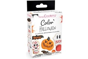 SCRAP COOKING - 3 Colorants Artificiels en Poudre Halloween - Orange Noir & Rouge - Colorants Alimentaires Pâtisserie Comestibles – Pour Gâteaux, Biscuits & Pâte à Sucre - Fabriqués en France - 4017