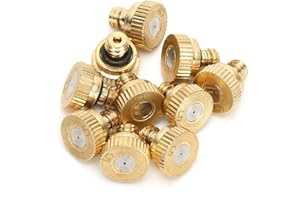 Fybida Mosiężne dysze mgły, d: 0,5 mm, mosiężna dysza natryskowa, szczelna mgiełka chłodząca, armatura nawadniająca, 10 sztuk/zestaw