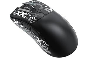 ATTACK SHARK Mouse R1 59g SUPERLIGHT con nastro adesivo, sensore da gioco PixArt PAW3311, mouse da gioco wireless/cablato BT/2.4G, 6 DPI regolabili fino a 18000, batteria da 65 ore (Nero)