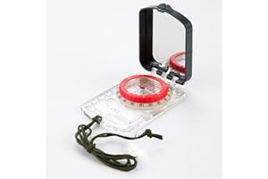 TAMUME Multi-Function Portatile Escursionismo Piastra di Base Specchio Bussola di Avvistamento e Pollice Millimetro Scale di Mappa con Copertina e Cordoncino