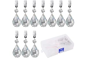 Swpeet Lot de 10 poids de nappe marquise avec 10 clips en métal, verre cristal prismes en forme de larme pour nappe de pique-nique poids lourds