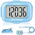 AVTrek Step Counter with Clip and Lanyard, 3D Pedometer with Time Display and LED Backlight, Simple Step Counter for Walking and Running, Men, Women, Elder