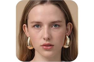 Rajputana Groß Dupes Ohrringe Damen, Extra Large Chunky Gold Tropfen Ohrringe Goldene Lightweight Hypoallergene 585 Vergoldete Modeschmuck