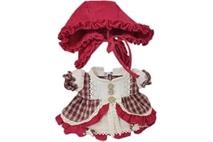 niannyyhouse Pluszowe akcesoria dla lalek 20 cm mały czerwony kaptur do jazdy konnej zestaw krótki płaszcz sukienka 20 cm ubrania dla lalek