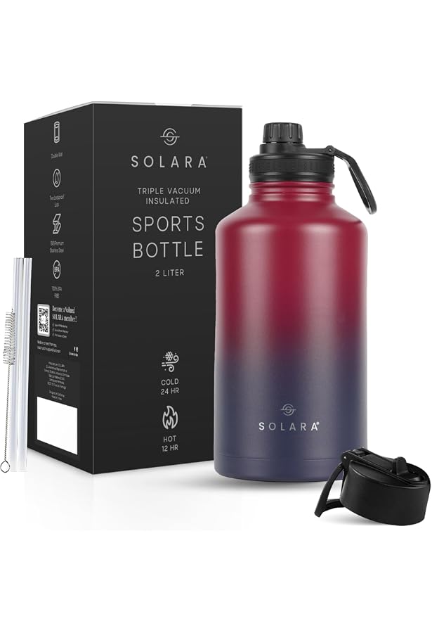 Coolflask 64 Oz Insulated Water Bottle With Sleeve - Half Gallon Stainless Steel Jug, Keeps Drinks Cold 48H