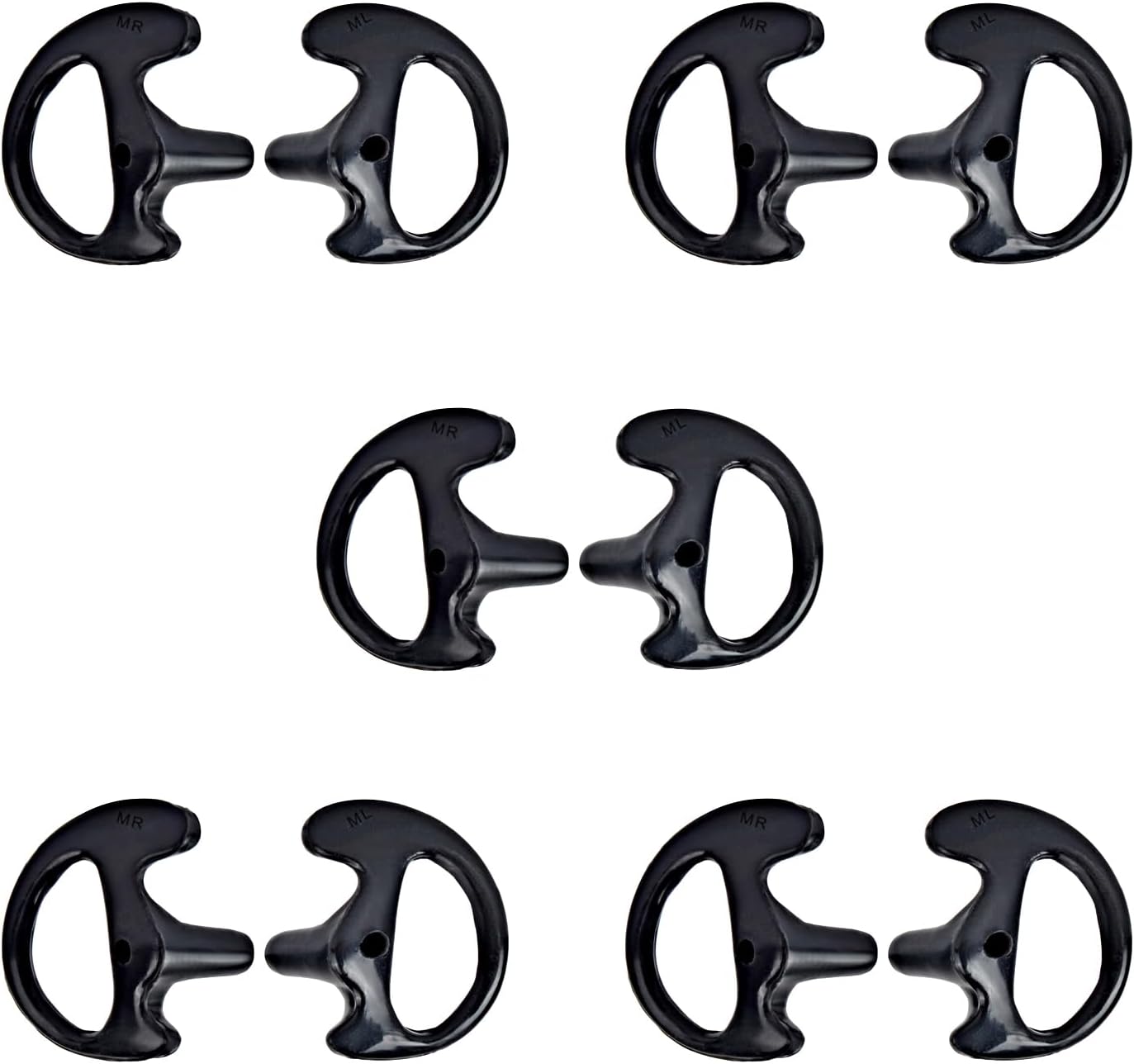 HYSHIKRA Replacement Soft Earmould Earpiece Earbud Air Acoustic Headset Earplug for Walkie Talkie Coil Tube Audio Kits,5 Pairs (Black, Medium)