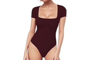 ALGALAROUND - Body de manga corta para mujer, con cuello cuadrado, sexy, elegante, básico, alto para verano, fiestas, noches