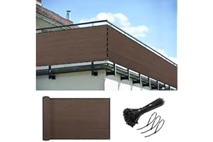 Vocray 0,9x5M Balkon Sichtschutzzaun Abdeckung, Apartment Geländerschutzstoff,Schattierungsnetzgewebe für Terrasse, Hinterhof Veranda (Kaffee)