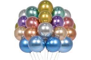 DAZAKA Globos Metalizado,50 Piezas Globos Colores Cumpleaños 12" (30cm),Globos Fiesta Metálicos para Decoración Cumpleaños, Baby Shower,Boda, Revelación Género,Aniversario