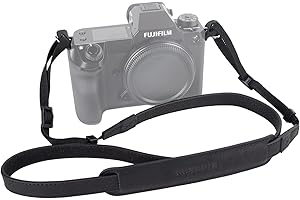 MUZIRI KINOKOO MUZIRI KIINOKOO - Correa de piel auténtica para cámara con cinturón de nailon, correa ajustable para el hombro y el cuello, viene con anillos triangulares para la mayoría de cámaras digitales,