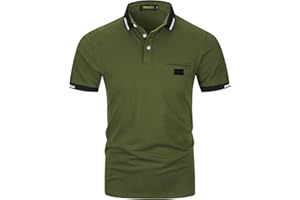 VMSUCIJ Polo Homme à Manches Courtes Taille Véritable 100% Coton Confort Golf Tennis Shirt avec Poche M-3XL