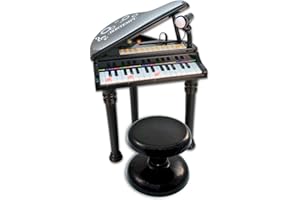 Bontempi 10 3000 3000-Elektronische Flügel mit Mikrofon, Füße und Hocker, schwarz, 55 x 50 x 35 cm