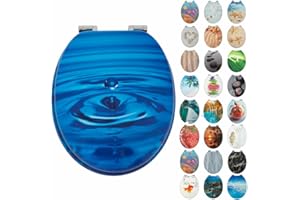 通用 Deska sedesowa wolnoopadająca, wysokiej jakości, stabilny, rdzeń z płyty MDF, stabilna jakość, łatwy montaż, pokrywa klozetowa (granatowa)