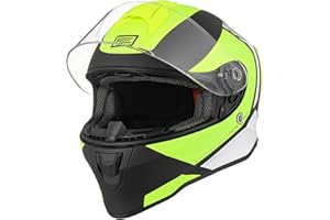 ORIGINE Casco Moto Integral con Visera para Adultos y Niños Homologado ECE (Bolt Matt FLIO YELLOEW Black,L)