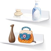 2 Mensole Bagno Trasparenti Adesive - Senza Foratura 30x10 Cm - Per Cucina, Camera, Ufficio - VEPEPE