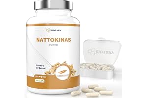 Nattokinas 365 kapslar 2000 FU per dagsportion från GMO-fri soja | inklusive pillerask 12 månaders förbrukning 100 % vegansk ren formula testad kvalitet