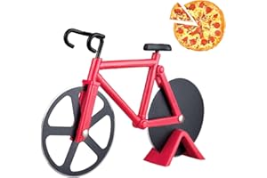 MUYAPAY Rotella Tagliapizza Bicicletta, Tagliapizza con Acciaio Inox Lame, Rotella Pizza Rivestimento Antiaderente, Taglia Pizza per Pulizia Facile, Ideale per Regali Creativi 18cm Rosso