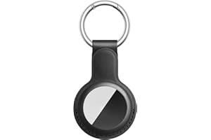 Meliya Funda de Cuero para AirTag, Llavero Protector Anti-Perdida y Anti-Rasguños (No Incluye AirTags)(Negro)