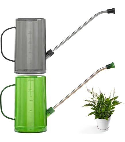 Lot De 2 Arrosoirs 1 Litre Relaxdays - Plastique Et INOX - Bec Long Pour Plantes D’Intérieur