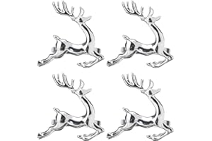 FRGASGDS Napkins Rings,4 Pieces Christmas Reindeer Napkin Rings Holder Silver Gold Napkin Holder Napkin Rings Buckles for Christmas Table Decorations, Wedding, Dinner,Party, DIY Decoration Silver
