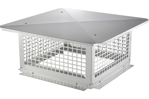 Vevor skorstensskydd rostfritt stål 304 kaminhuva 582 x 582 x 245 mm kaminskydd fågelskydd regnhuva skorstenshuva 2 installationsmetod kaminhatt kompatibel med olika skorstenstyper