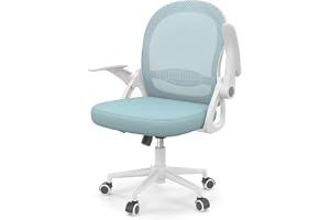 naspaluro Kontorsstol, Ergonomisk Skrivbordsstol/Studiestol med Andas Mesh | Fällbara Armstöd, Ländryggsstöd, Vippfunktion, Bekväm Office Chair Datastol med Vadderad Sittdyna för Kontor och Studier