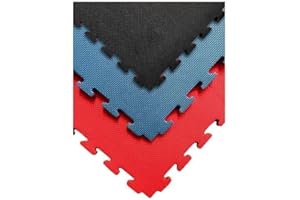 JARDIN202 - Tatami Puzzle 1000x1000x20 mm | Esterilla Reversible Antideslizante | Suelo para gimnasios y Judo | con Bordes | Rojo y Azul