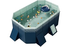 Kyaoayo Paddling Pool for Children, Foldable Non-Inflatable Family Pool, Rectangular, Blue, 185 x 138 x 53 cm